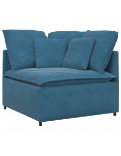Divano Modulare con Cuscini in Velluto Blu 2