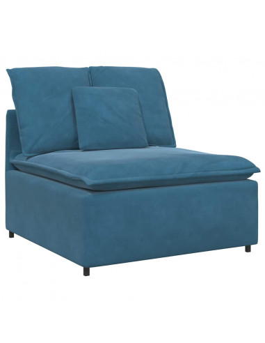 Divano Modulare con Cuscini in Velluto Blu
