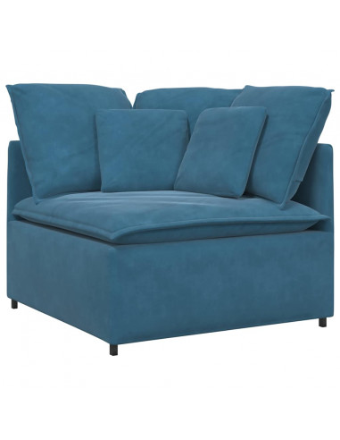 Divano Modulare con Cuscini in Velluto Blu