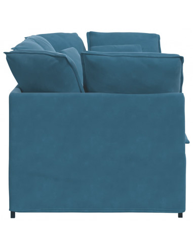 Divano Modulare con Cuscini in Velluto Blu