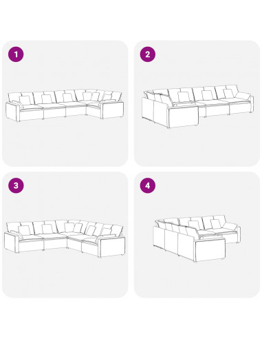 Divano Modulare con Cuscini in Velluto Blu