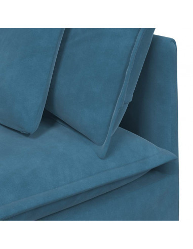Divano Modulare con Cuscini in Velluto Blu