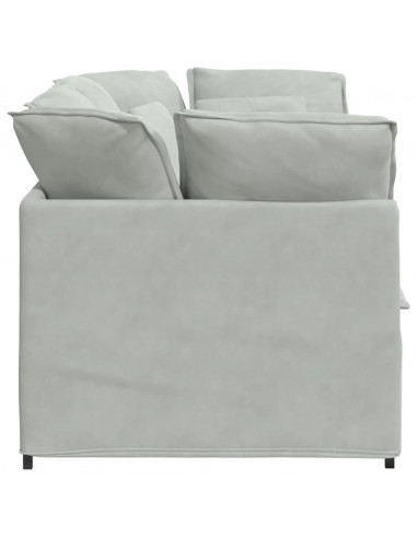 Divano Modulare con Cuscini in Velluto Grigio Chiaro
