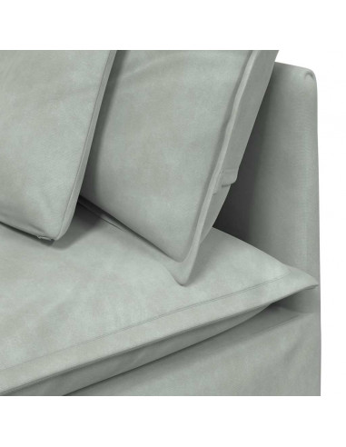 Divano Modulare con Cuscini in Velluto Grigio Chiaro