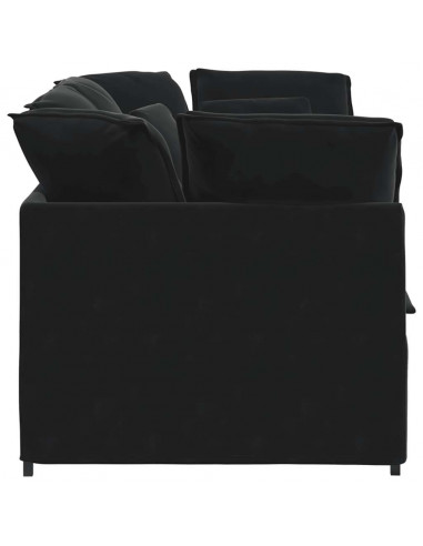 Divano Modulare con Cuscini in Velluto Nero
