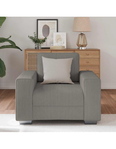 Divano Sedia Grigio Chiaro 59 cm Tessuto di Velluto a Coste