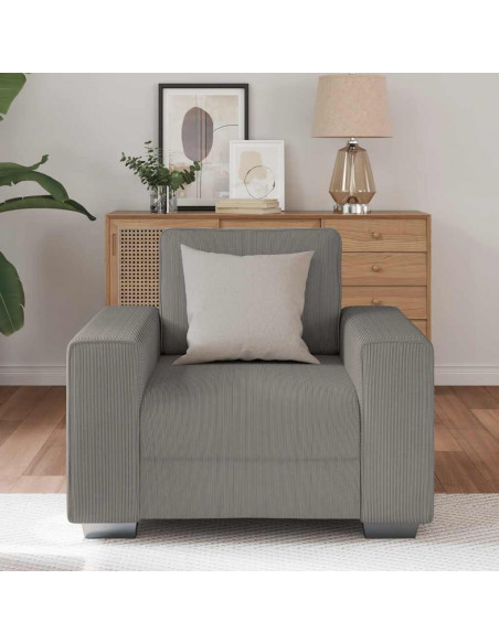Divano Sedia Grigio Chiaro 59 cm Tessuto di Velluto a Coste