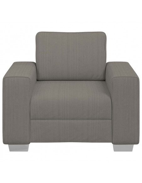 Divano Sedia Grigio Chiaro 59 cm Tessuto di Velluto a Coste