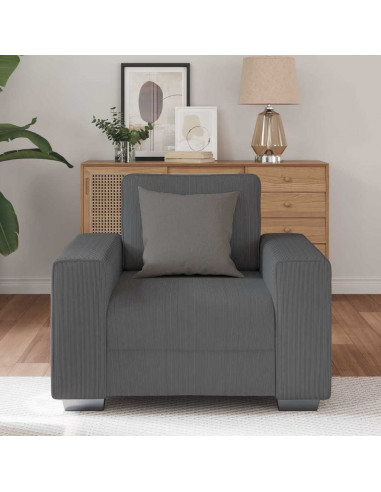 Divano Sedia Grigio Scuro 59 cm Tessuto di Velluto a Coste