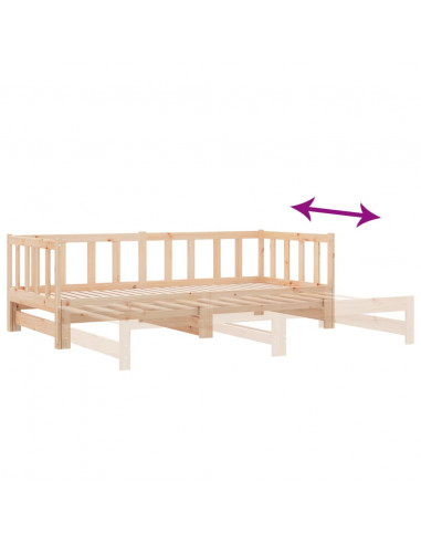 Dormeuse Estraibile 2x(80x200) cm in Legno Massello di Pino