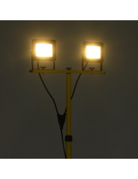 Faretto a LED con Treppiede 2x30 W Bianco Caldo
