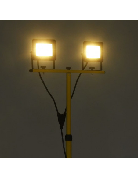 Faretto a LED con Treppiede 2x50 W Bianco Caldo