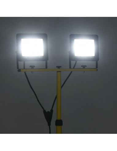 Faretto a LED con Treppiede 2x50 W Bianco Freddo