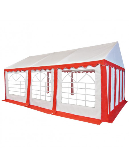 Gazebo da Giardino in PVC 4x6 m Rosso e Bianco