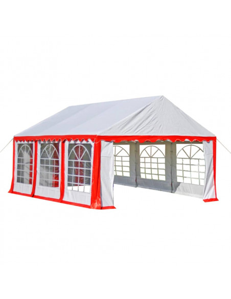 Gazebo da Giardino in PVC 4x6 m Rosso e Bianco