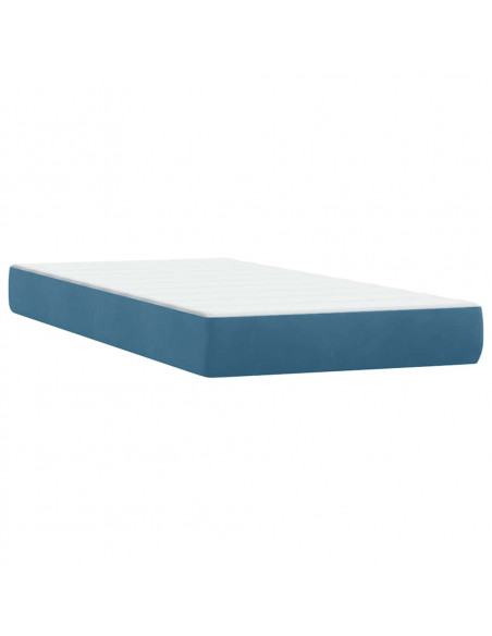 Giroletto a Molle con Materasso Blu Scuro 90x220 cm Velluto