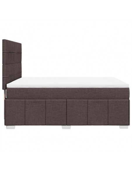 Giroletto a Molle con Materasso Marrone Scuro 160x200cm Tessuto