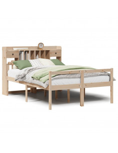 Letto Libreria senza Materasso 140x190 cm in Legno di Pino