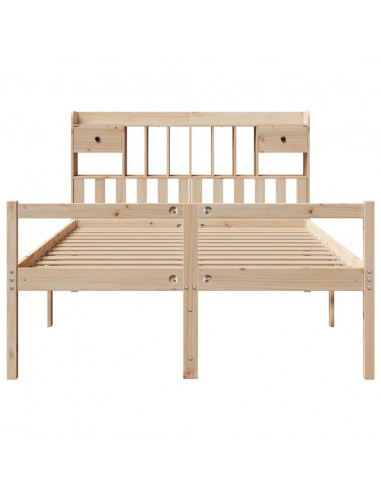 Letto Libreria senza Materasso 140x190 cm in Legno di Pino