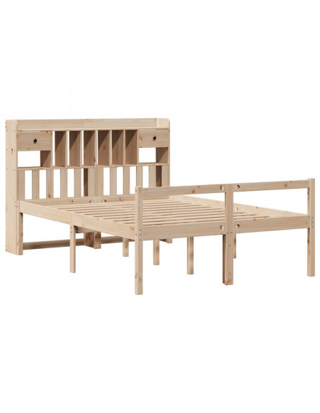 Letto Libreria senza Materasso 140x200 cm in Legno di Pino