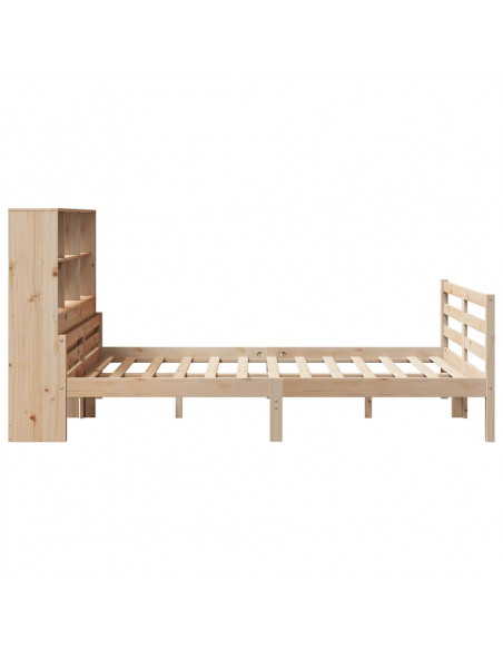 Letto Libreria senza Materasso 160x200 cm in Legno di Pino