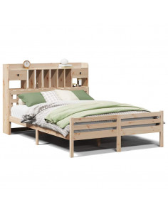 Letto Libreria senza Materasso 160x200 cm in Legno di Pino