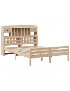 Letto Libreria senza Materasso 160x200 cm in Legno di Pino 2