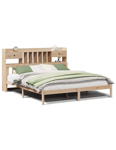 Letto Libreria senza Materasso 200x200 cm in Legno di Pino