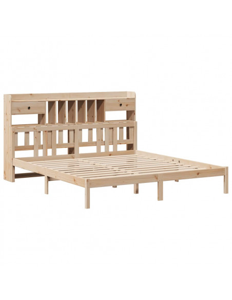 Letto Libreria senza Materasso 200x200 cm in Legno di Pino