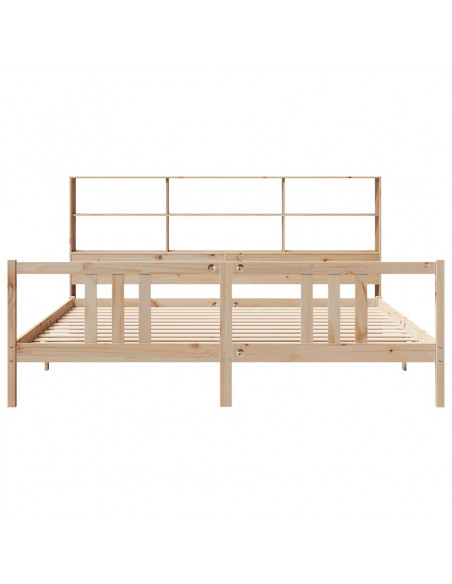 Letto Libreria senza Materasso 200x200 cm in Legno di Pino