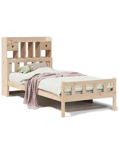 Letto Libreria senza Materasso 90x190 cm Legno Massello Pino