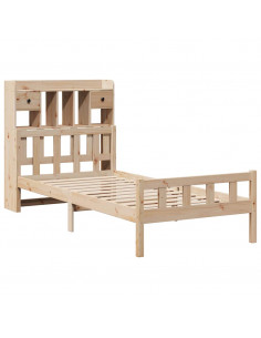 Letto Libreria senza Materasso 90x190 cm Legno Massello Pino 2