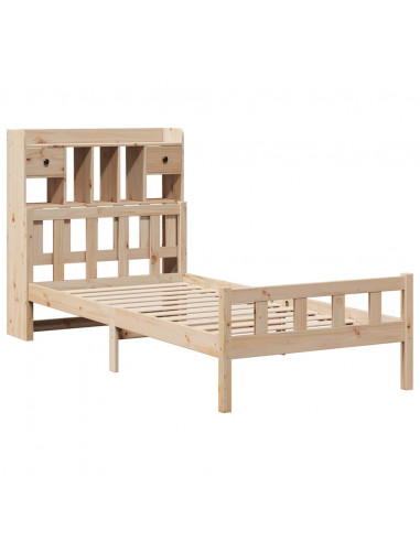 Letto Libreria senza Materasso 90x190 cm Legno Massello Pino