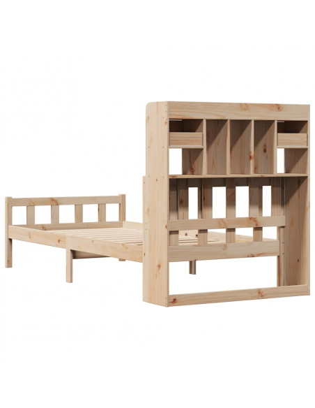 Letto Libreria senza Materasso 90x190 cm Legno Massello Pino