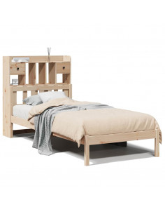 Letto Libreria senza Materasso 90x190 cm Legno Massello Pino