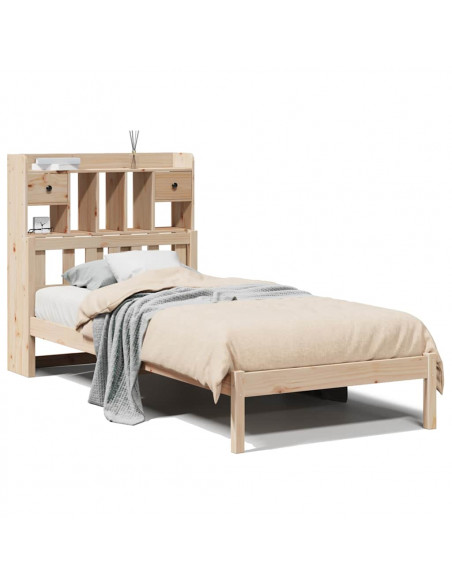 Letto Libreria senza Materasso 90x190 cm Legno Massello Pino