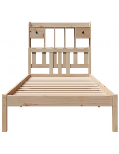 Letto Libreria senza Materasso 90x190 cm Legno Massello Pino