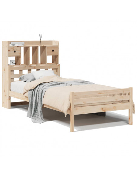 Letto Libreria senza Materasso 90x200 cm Legno Massello Pino