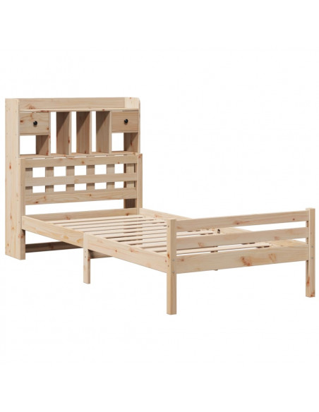 Letto Libreria senza Materasso 90x200 cm Legno Massello Pino