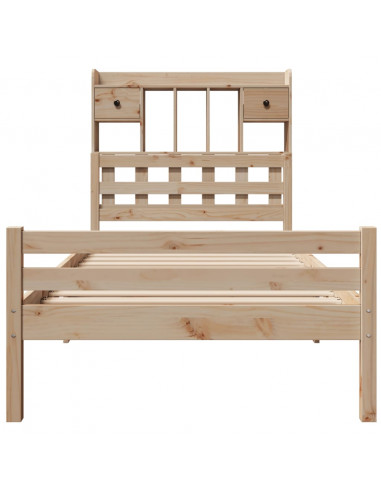 Letto Libreria senza Materasso 90x200 cm Legno Massello Pino