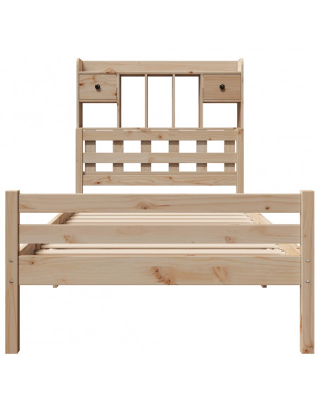 Letto Libreria senza Materasso 90x200 cm Legno Massello Pino