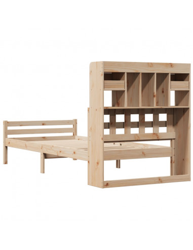 Letto Libreria senza Materasso 90x200 cm Legno Massello Pino