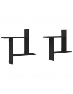 Mensole da Parete 2 pz Rovere Nero 50x12x50 cm in Truciolato