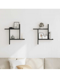 Mensole da Parete 2 pz Rovere Nero 50x12x50 cm in Truciolato 2