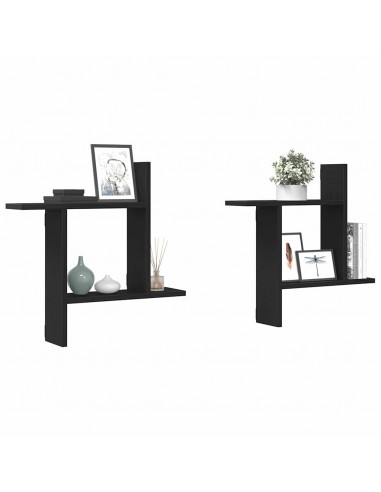 Mensole da Parete 2 pz Rovere Nero 50x12x50 cm in Truciolato