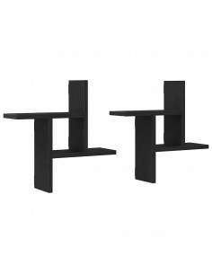 Mensole da Parete 2pz Rovere Nero 38x12x38 cm in Truciolato