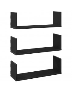 Mensole da Parete 3pz Rovere Nero 58x18x18 cm in Truciolato