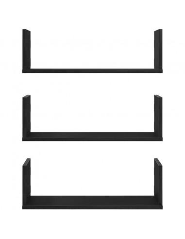 Mensole da Parete 3pz Rovere Nero 58x18x18 cm in Truciolato