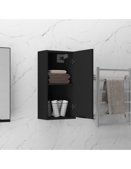 Mobile da Bagno a Parete Nero 32x20x67 cm