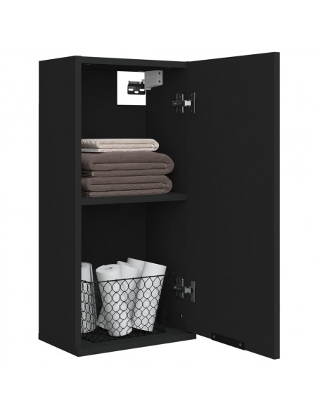 Mobile da Bagno a Parete Nero 32x20x67 cm